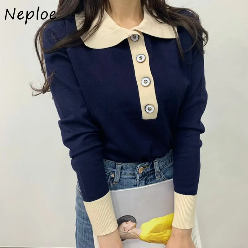 Joskaa Christmas Gift New Retro Loose Women's Sweater Single-breasted Small Lapel Sweater 2024 Korean Autumn and Winter Long Sleeve Pullover