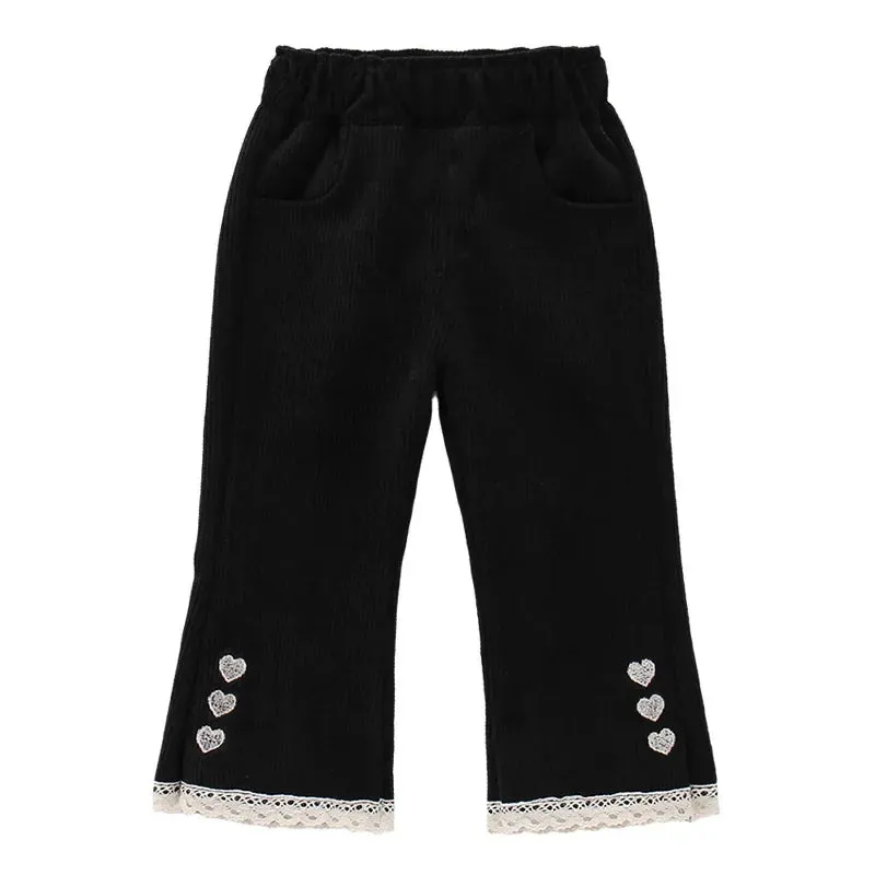 Kids Girls Corduroy Long-Flared Pants for Spring Autumn
