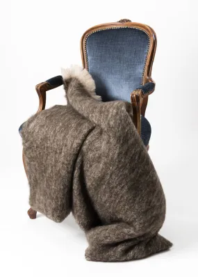 Kiwi Brown Mohair Throw Blanket