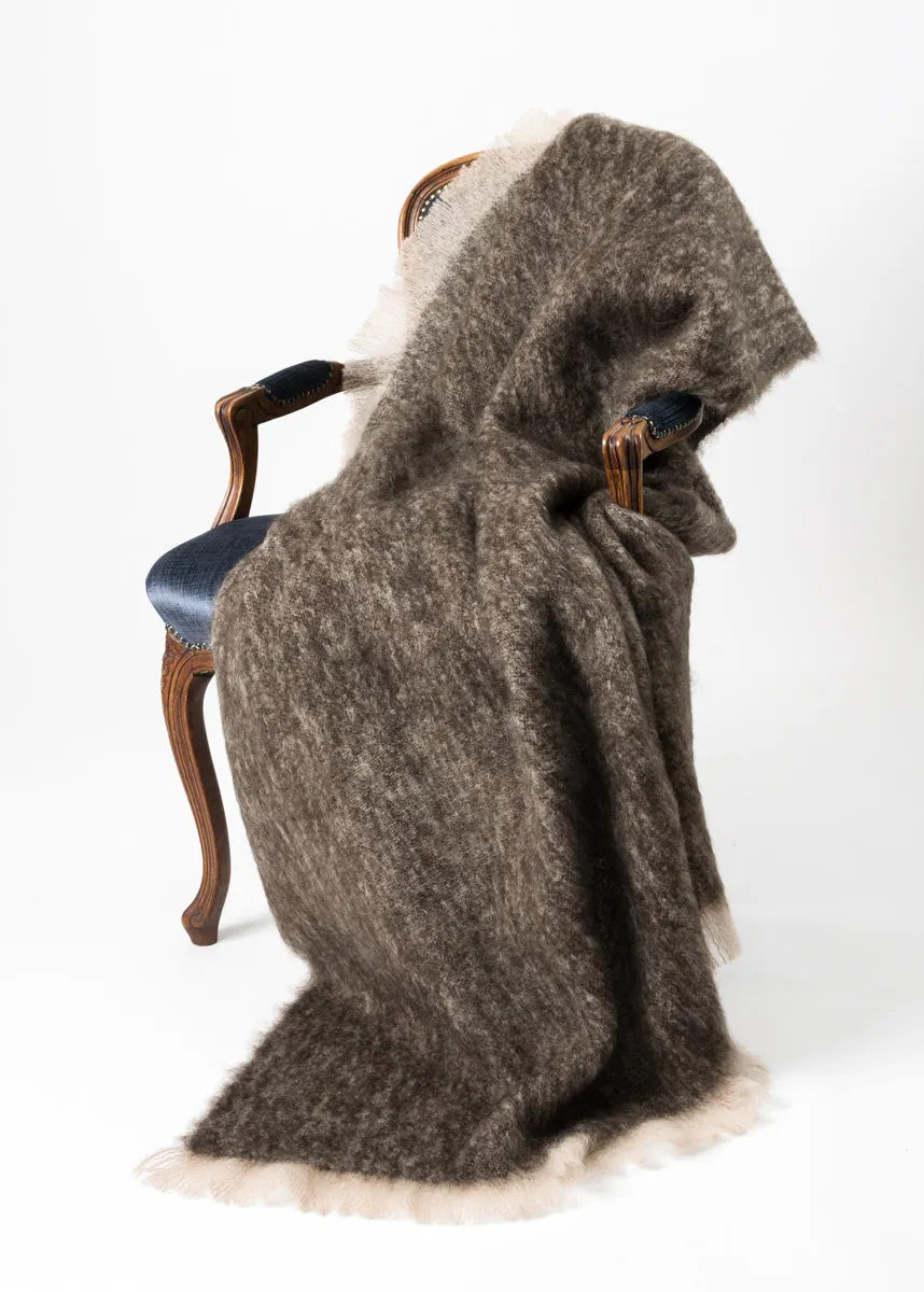 Kiwi Brown Mohair Throw Blanket