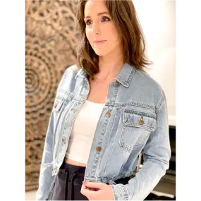 Light Wash  Cropped Denim Jacket