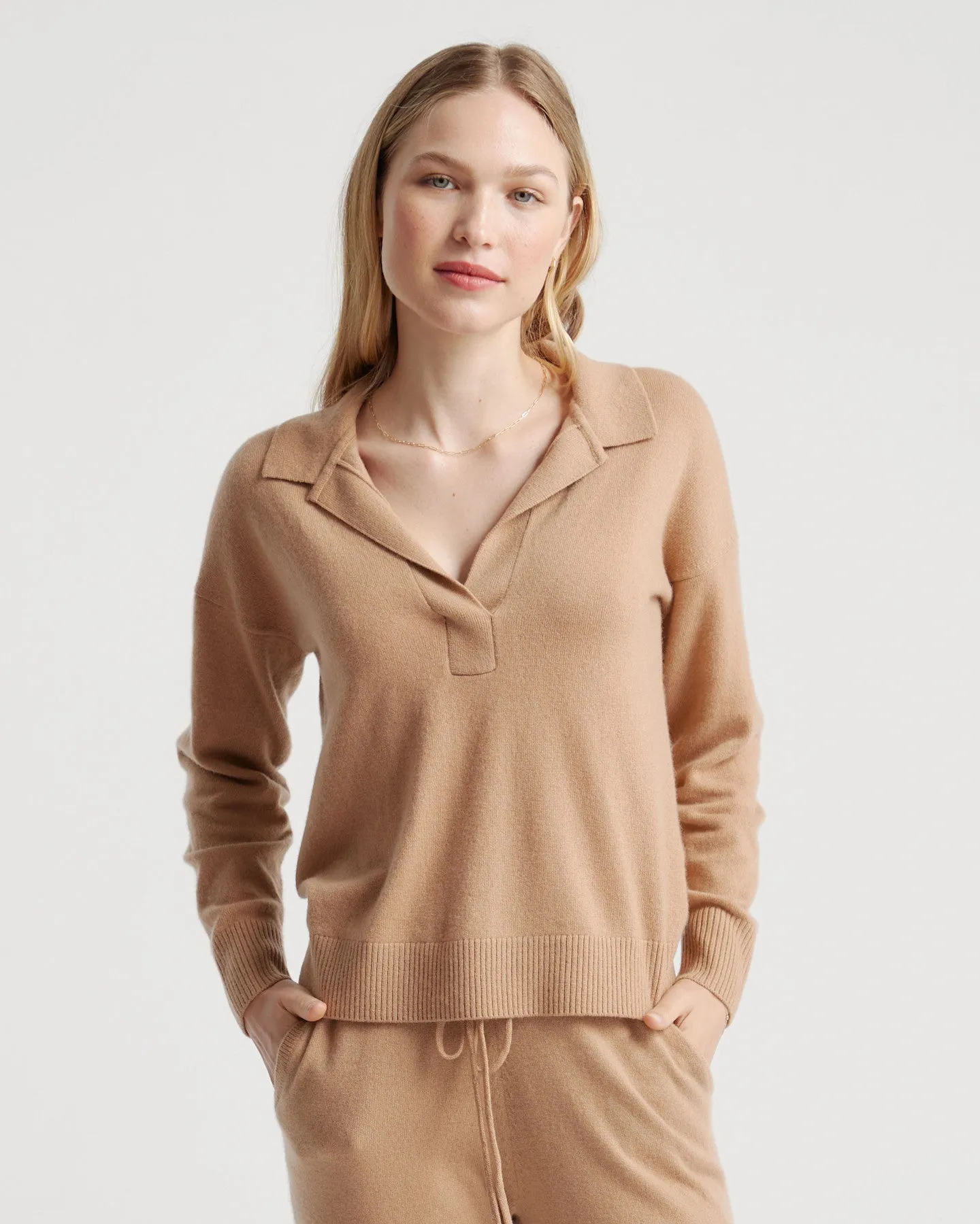 Lightweight Mongolian Cashmere Polo Sweater
