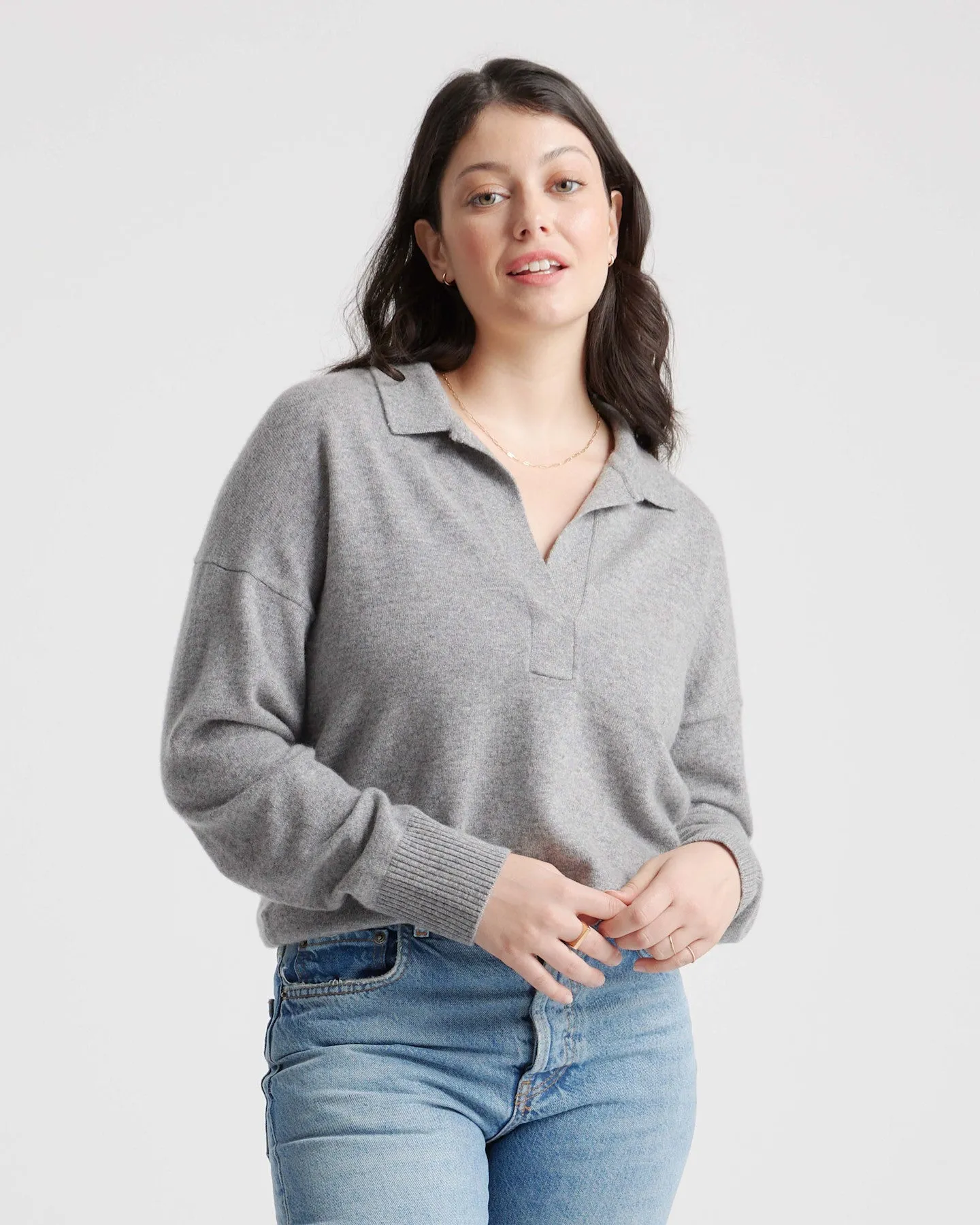 Lightweight Mongolian Cashmere Polo Sweater