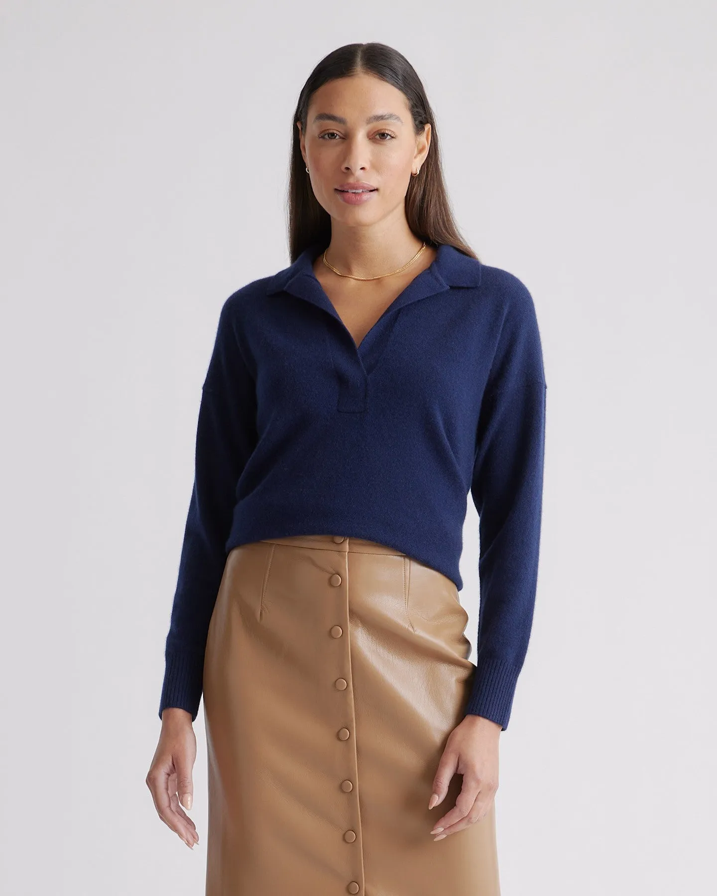 Lightweight Mongolian Cashmere Polo Sweater