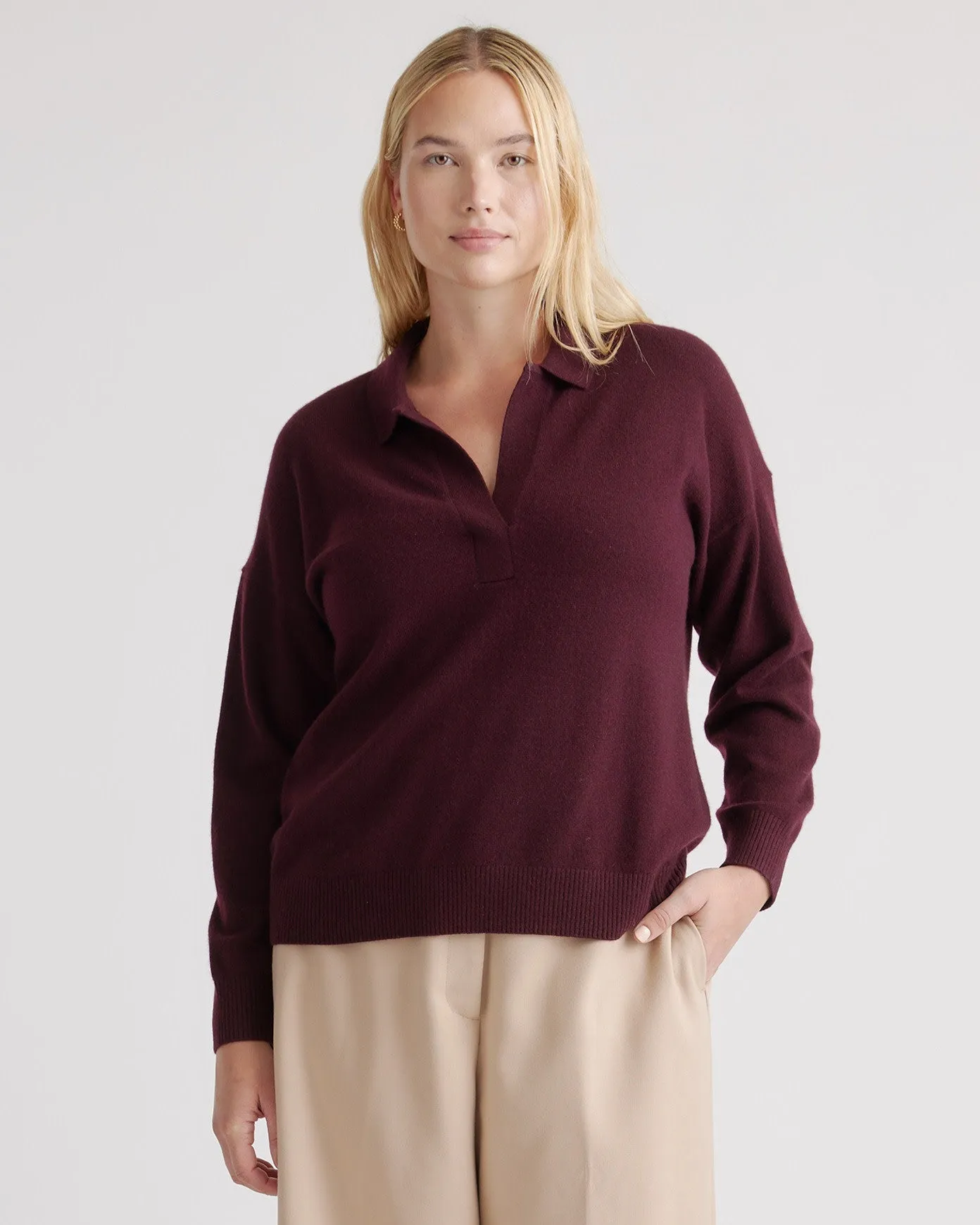 Lightweight Mongolian Cashmere Polo Sweater