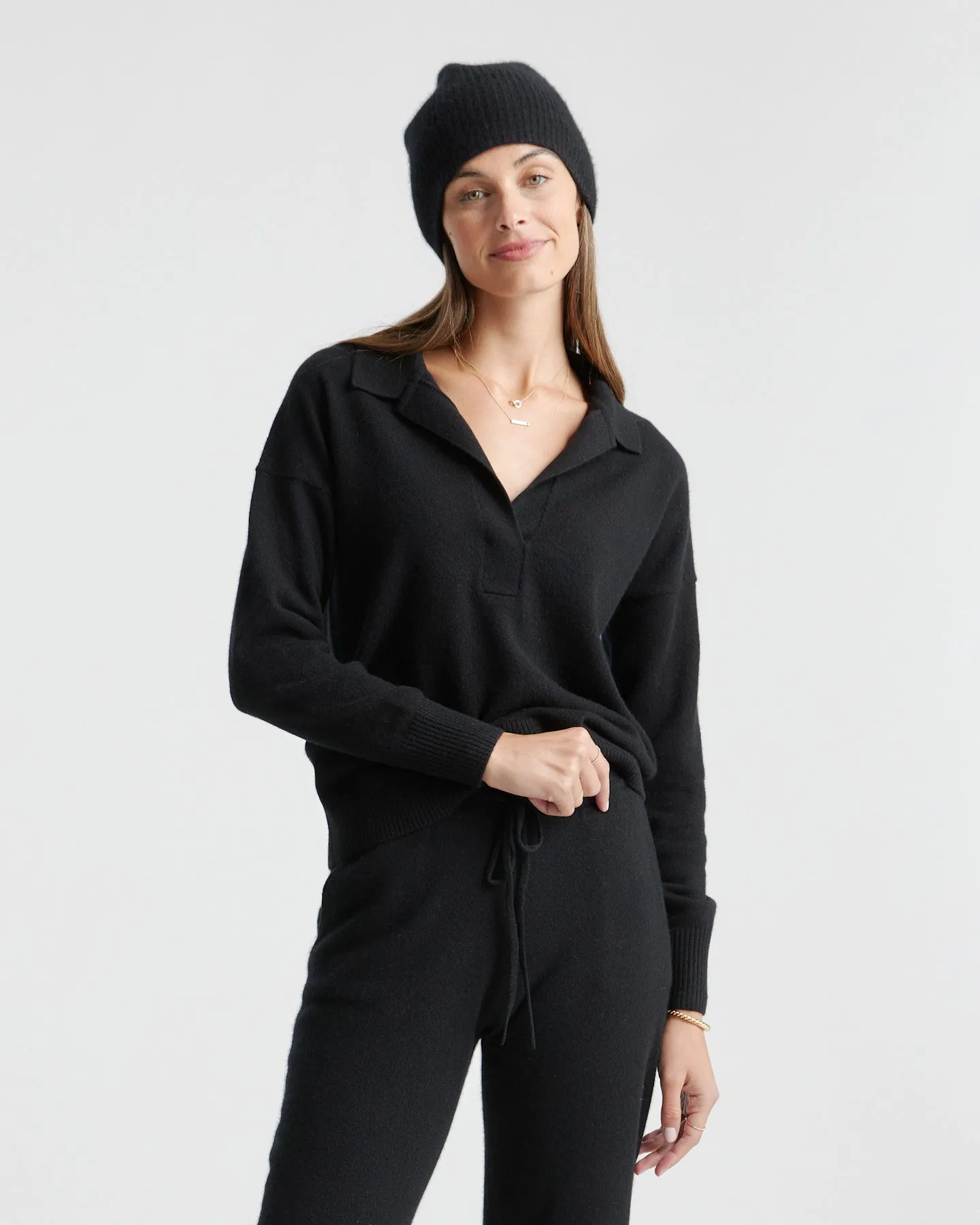 Lightweight Mongolian Cashmere Polo Sweater