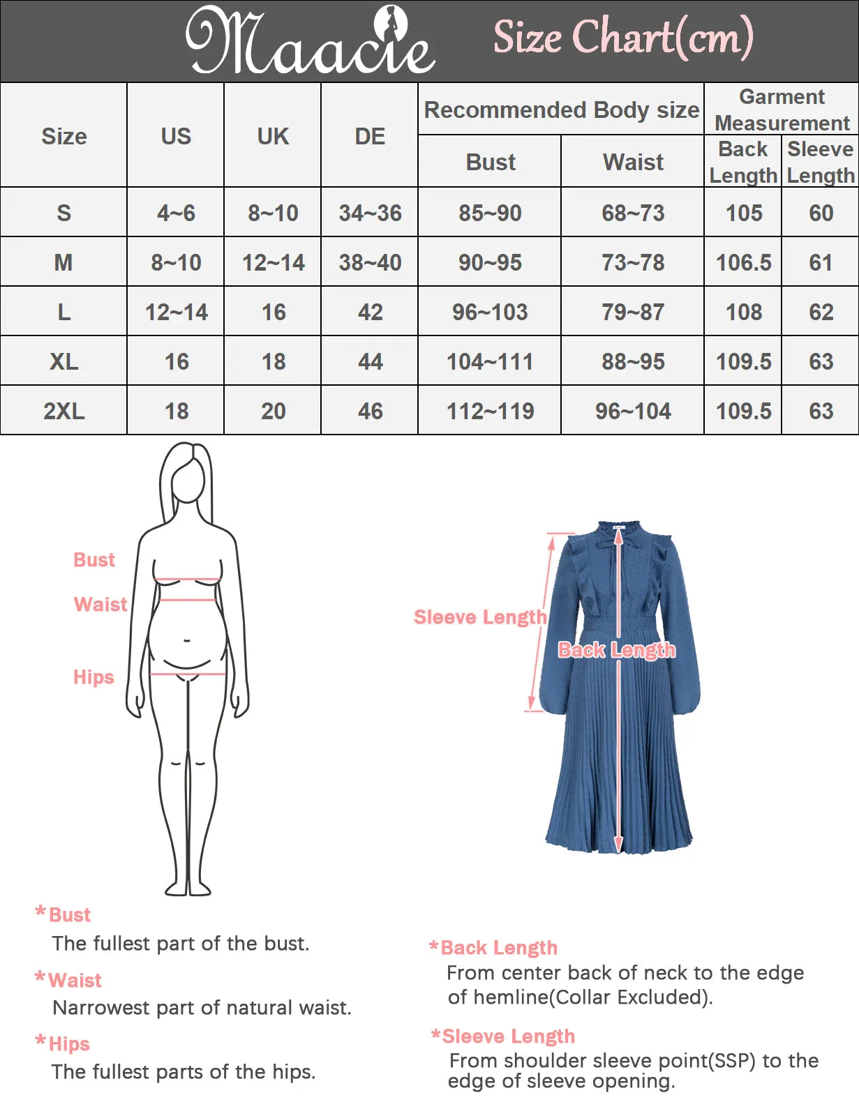 Maacie Maternity Swiss Dots Long Sleeve Elastic Waist Pleated Dress