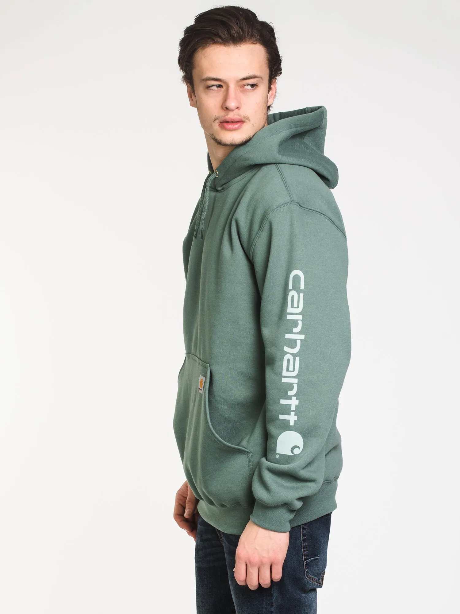 MENS CARHARTT SLV PULLOVER HOODIE - GREEN - CLEARANCE