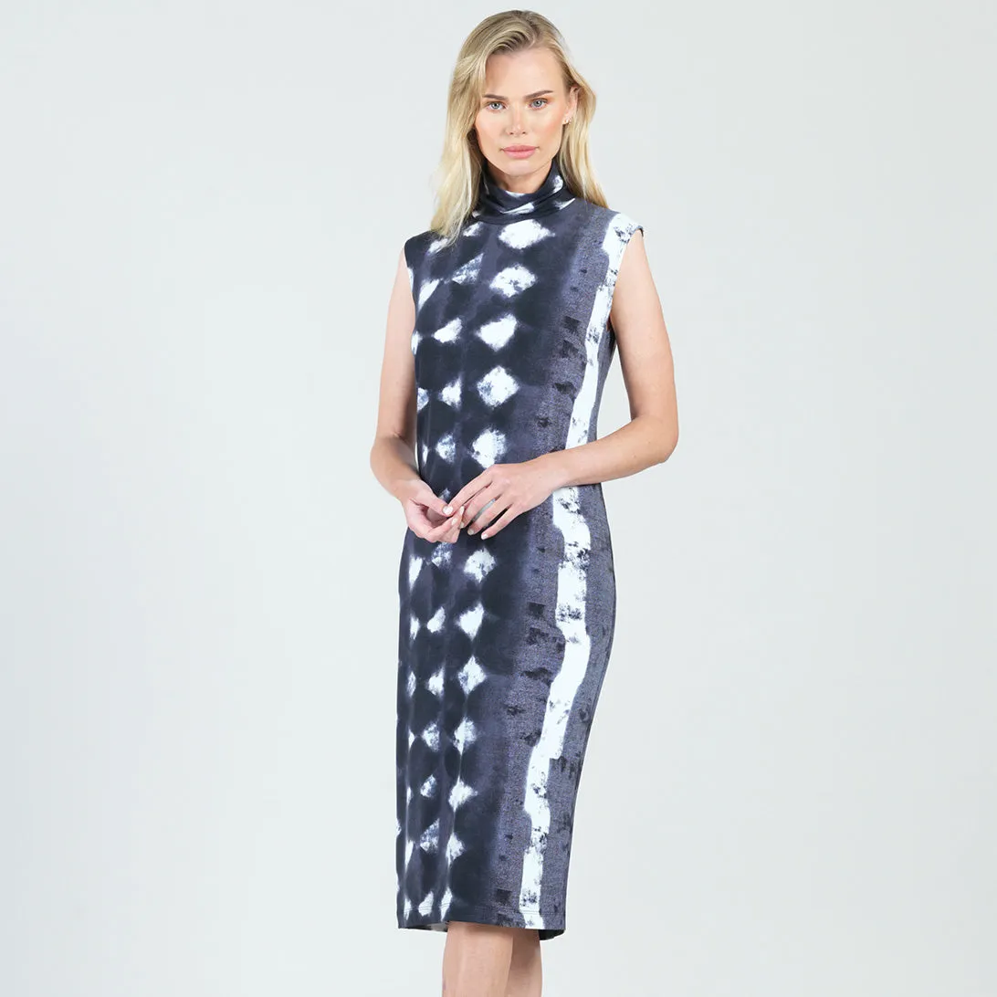 Mock Neck Midi Sheath Dress - Diamond Grey-Scale - Final Sale!