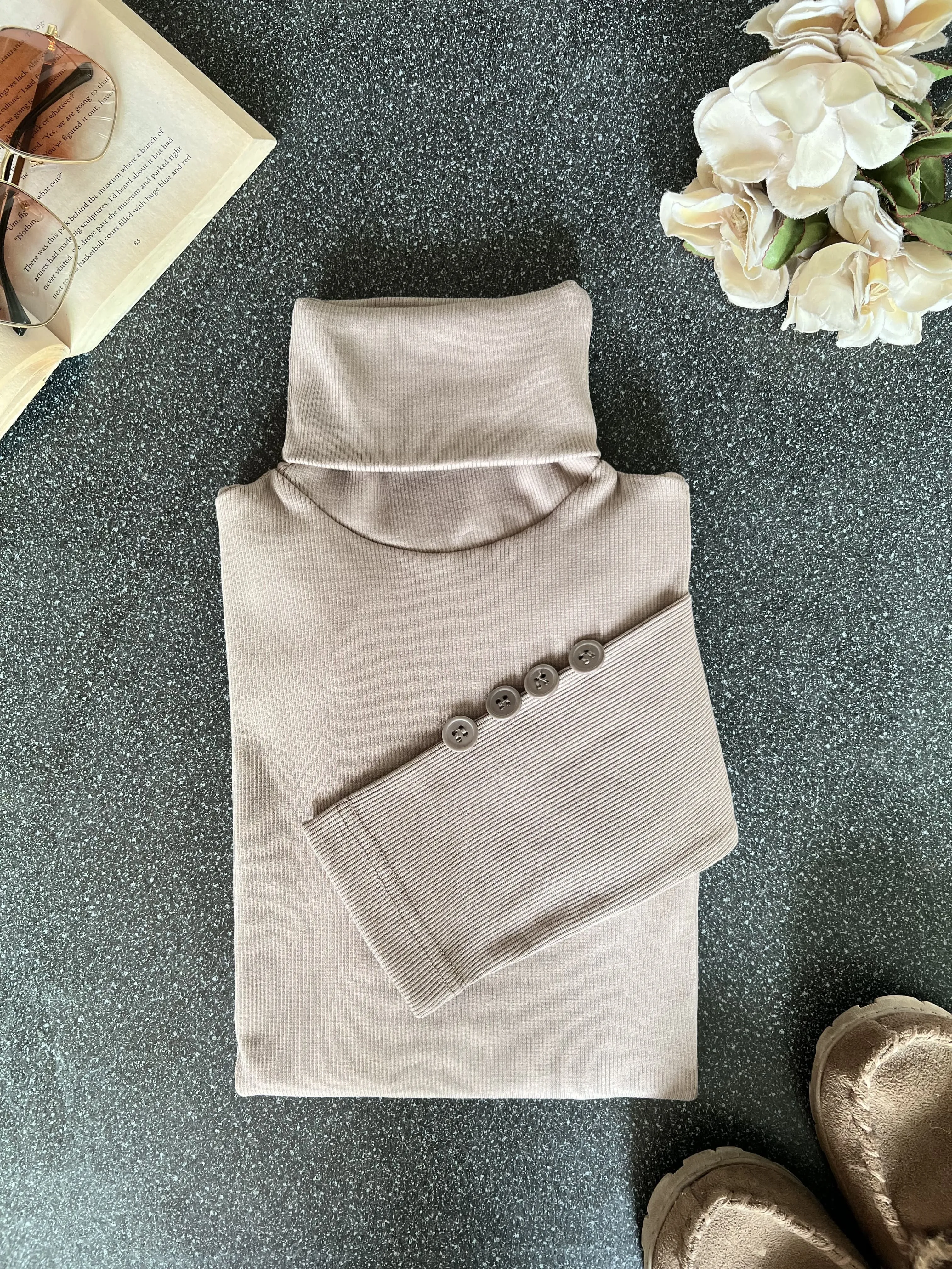 Pack Of 2 Button Sleeves Turtleneck