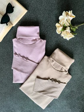 Pack Of 2 Button Sleeves Turtleneck