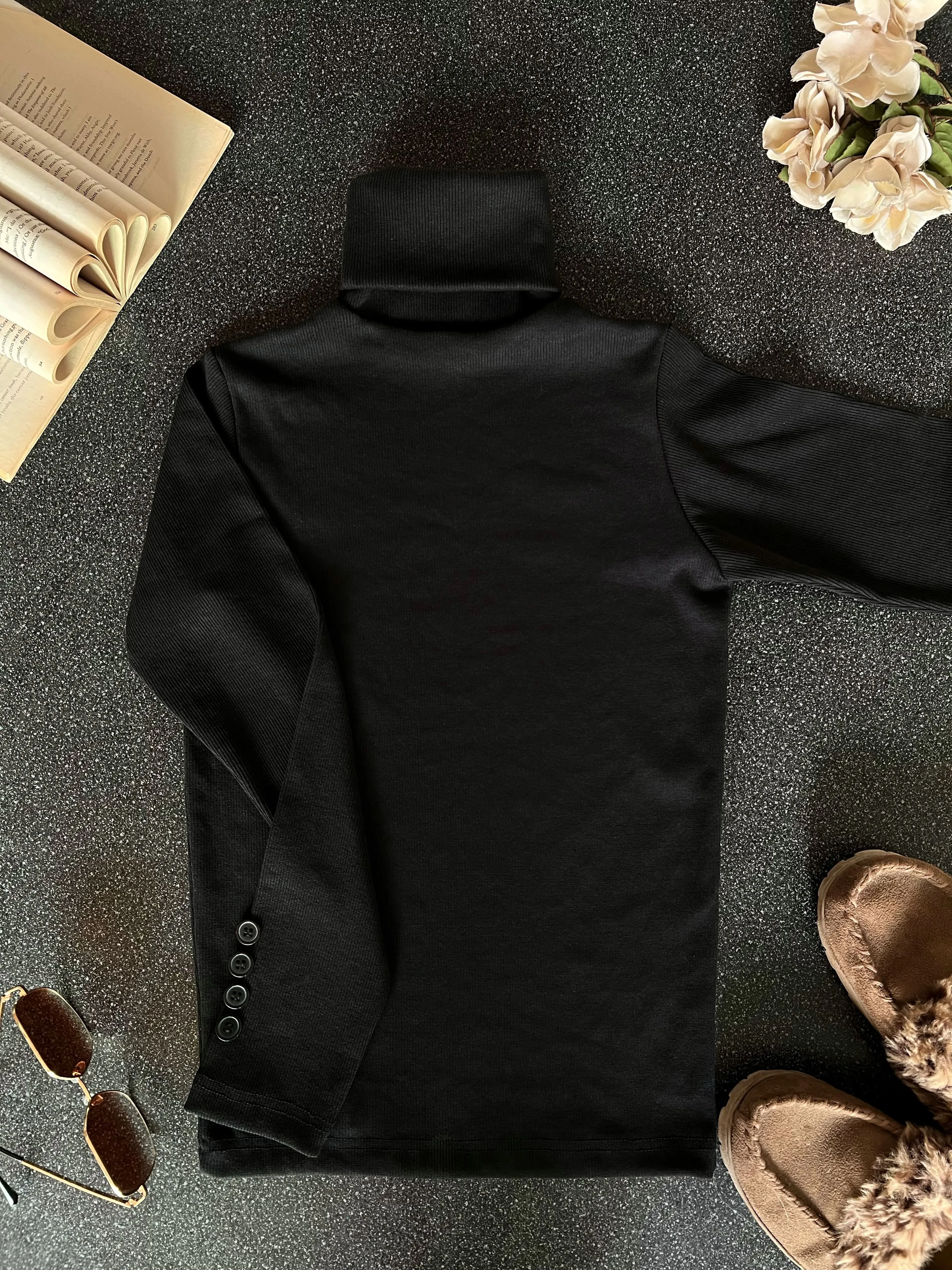 Pack Of 3 Button Sleeves Turtleneck