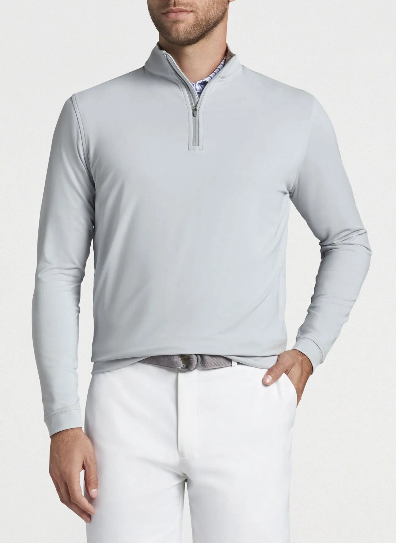 Peter Millar Perth Stretch Terry Custom Quarter Zips, British Grey