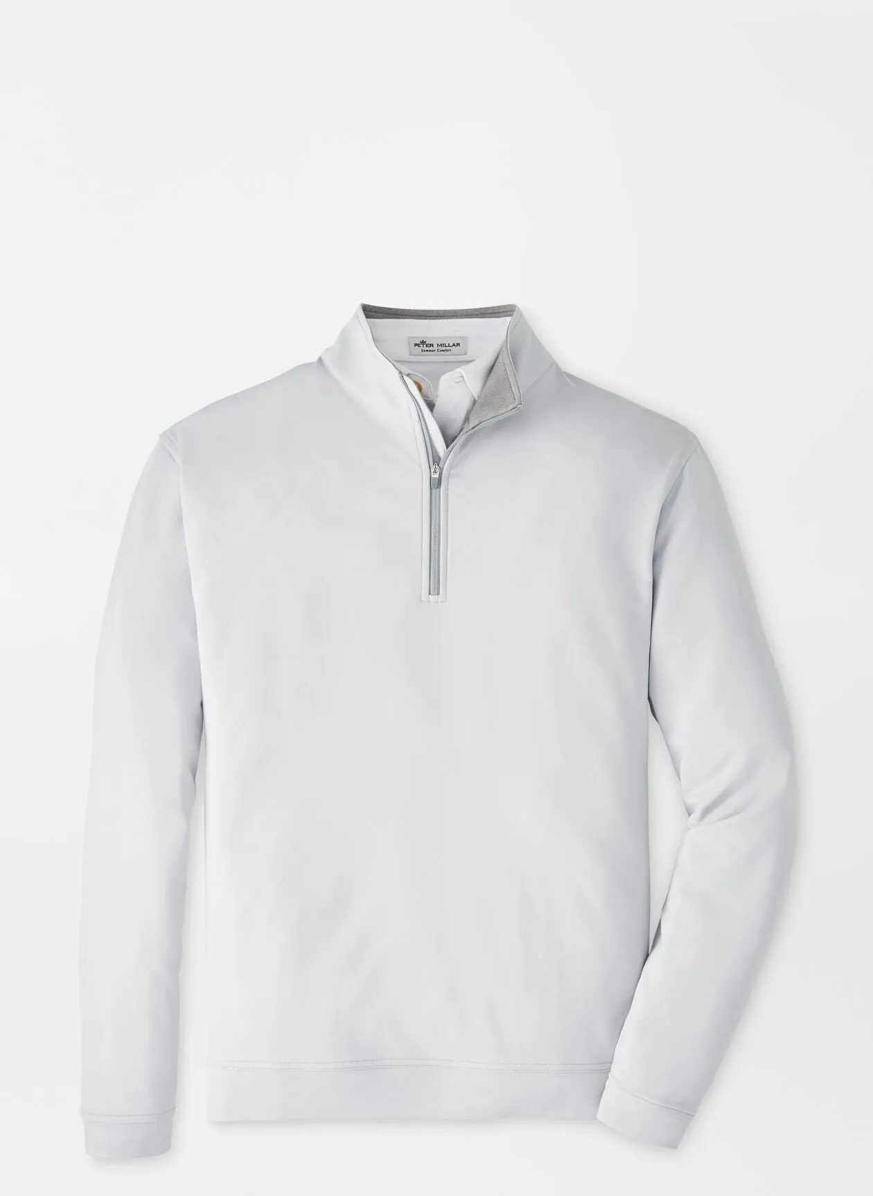 Peter Millar Perth Stretch Terry Custom Quarter Zips, British Grey