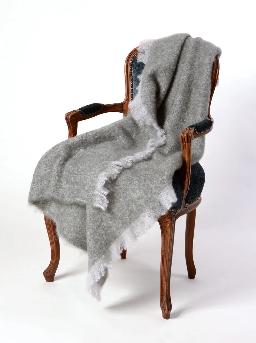 Pewter Grey Mohair Chair Throw