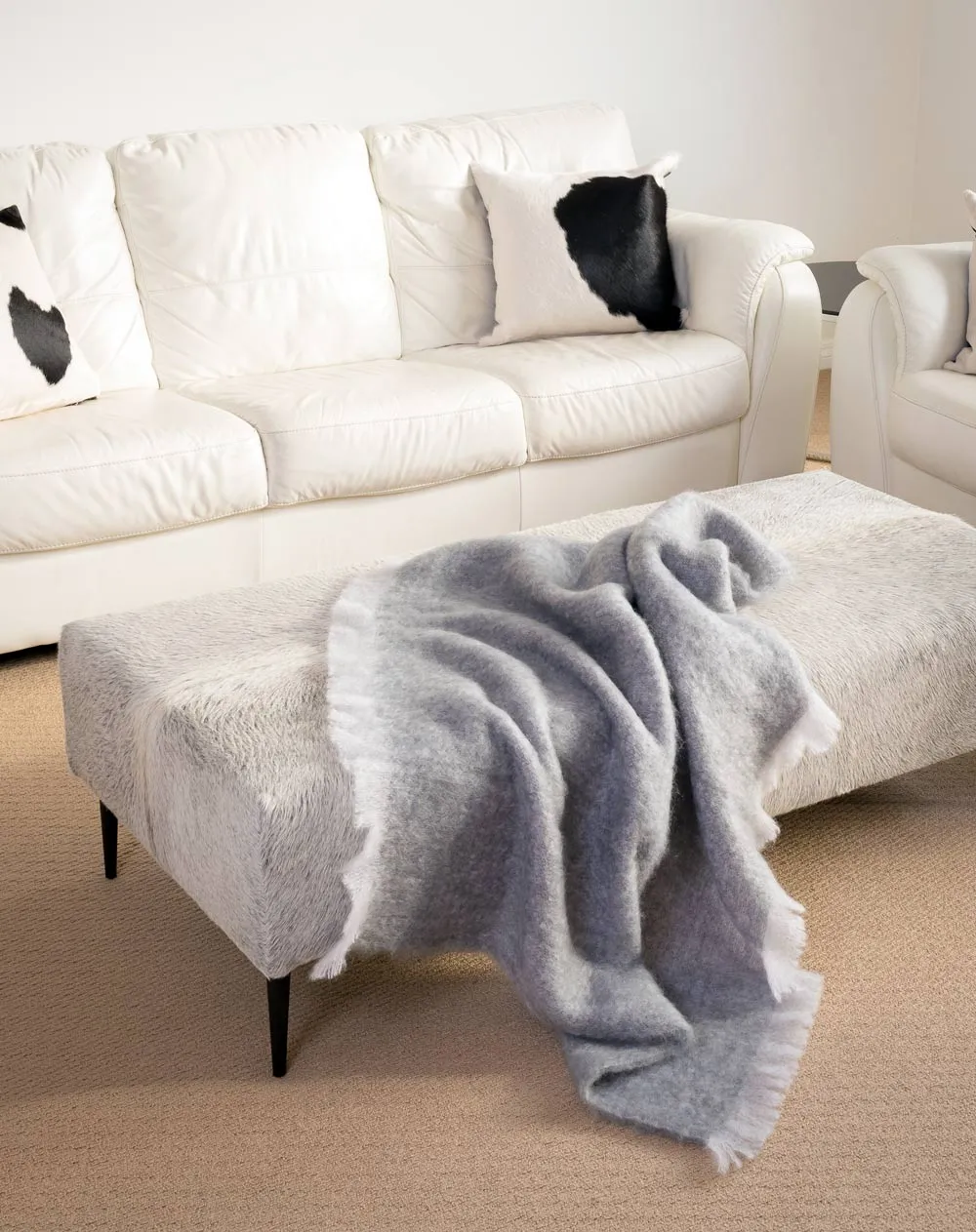 Pewter Grey Mohair Chair Throw