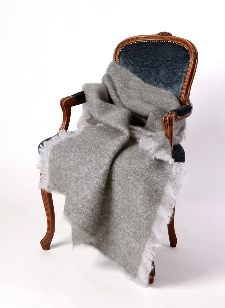 Pewter Grey Mohair Chair Throw