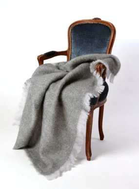 Pewter Grey Mohair Throw Blanket