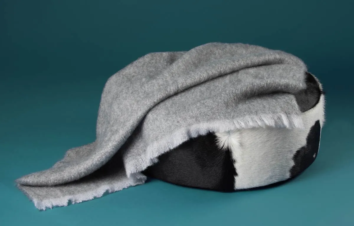 Pewter Grey Mohair Throw Blanket