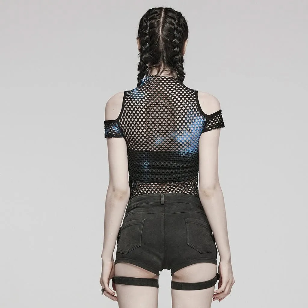 Phoenix Mesh Crop Top (Neptune's Trident)