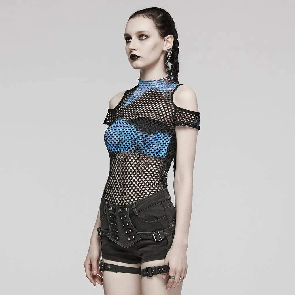 Phoenix Mesh Crop Top (Neptune's Trident)
