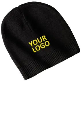 Port Authority 100% Branded Cotton Beanies, Black