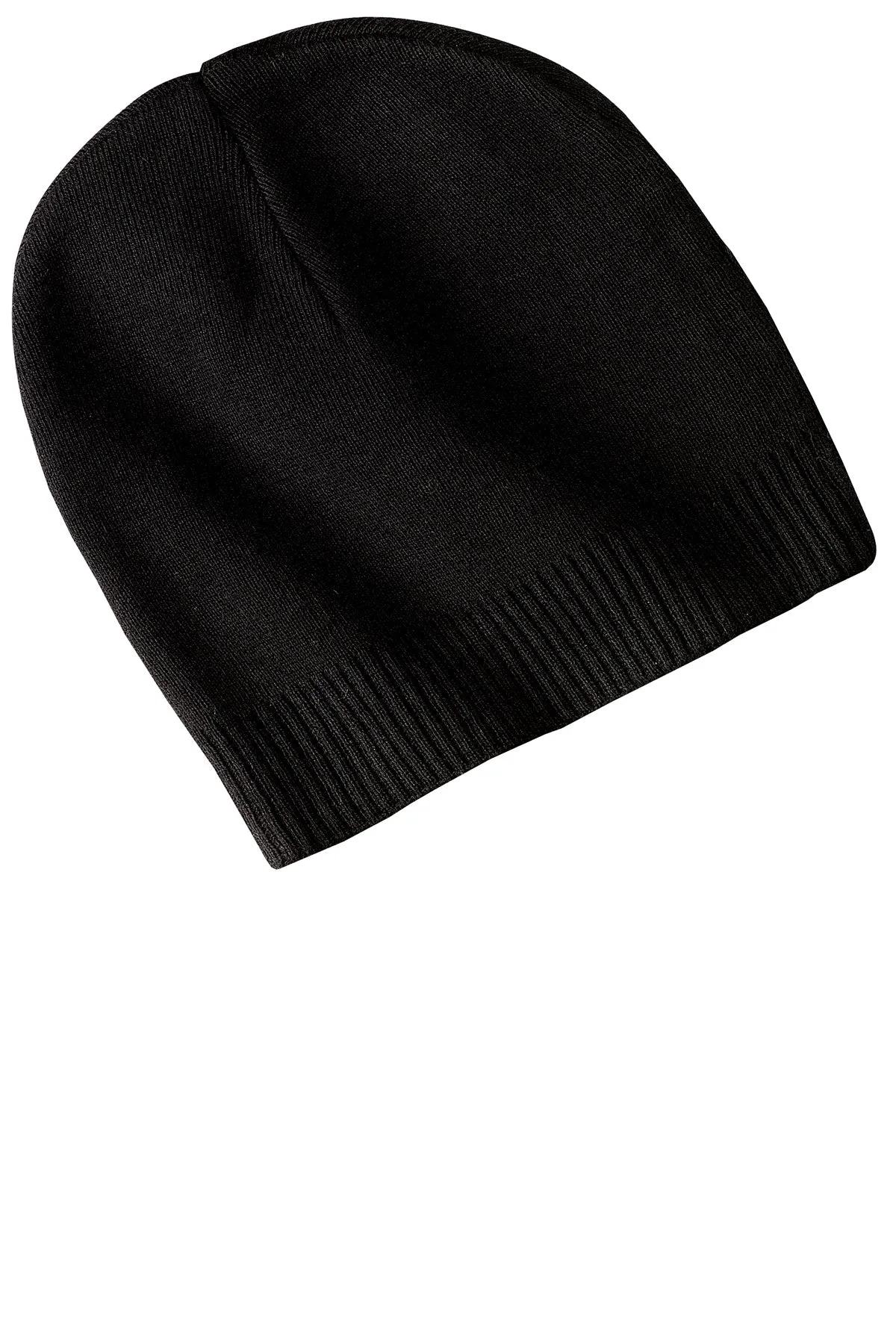 Port Authority 100% Branded Cotton Beanies, Black