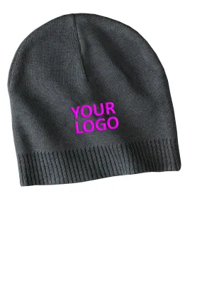 Port Authority 100% Branded Cotton Beanies, Graphite