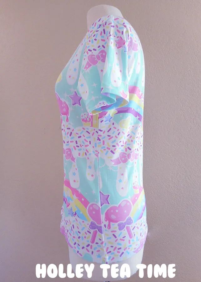 Rainbow sweets mint women's all over print t-shirt [made to order]