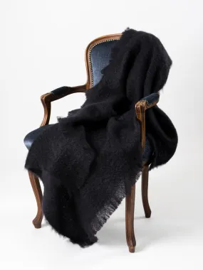 Raven Black Mohair Chair Throw