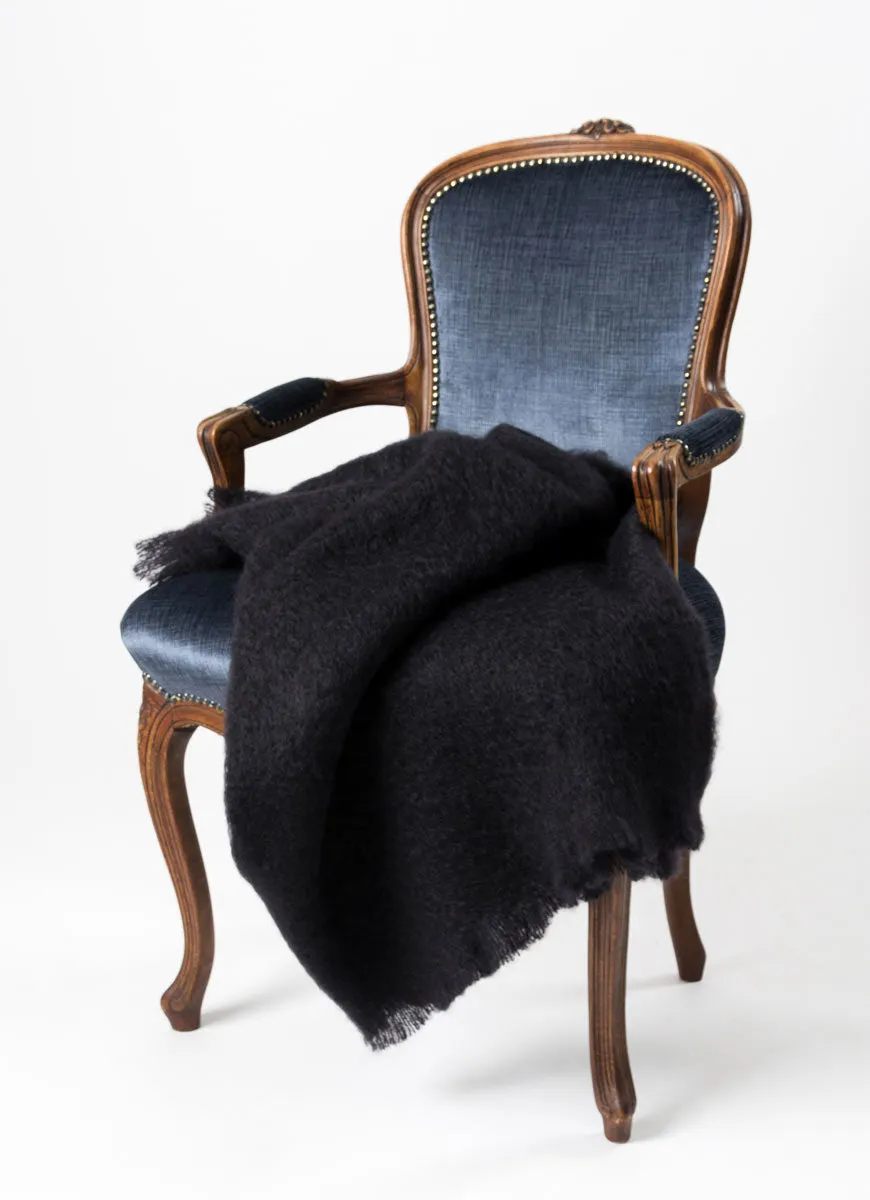 Raven Black Mohair Chair Throw
