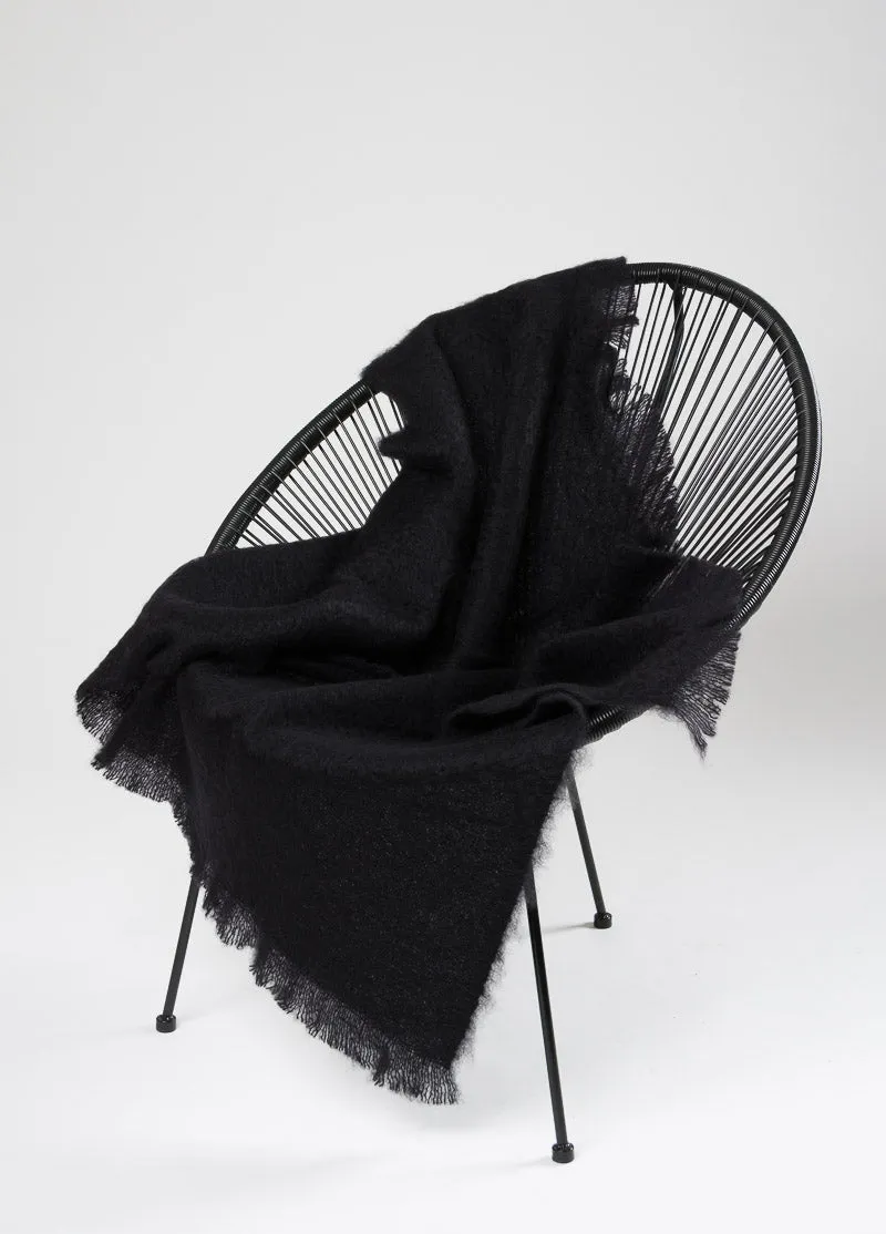 Raven Black Mohair Throw Blanket
