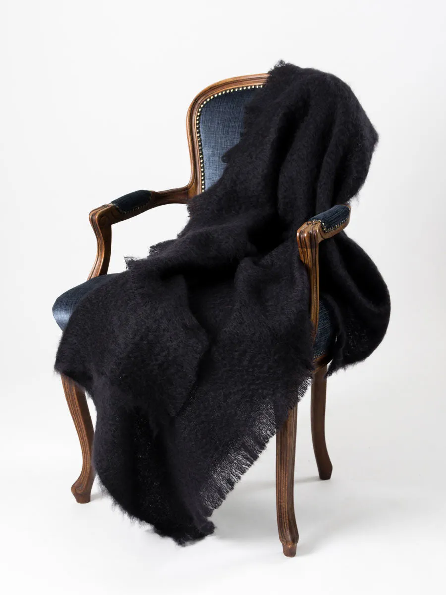 Raven Black Mohair Throw Blanket
