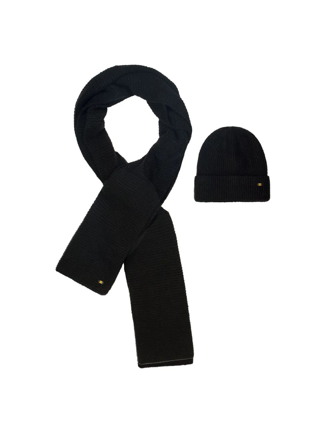 Rib-Knit Beanie and Scarf Set: Warmth and Style for Every Day | Black