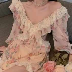 Rose Petals and Faith    Dress Kawaii Academia Y2K Cottagecore Coquette Fairycore Dollette Princesscore