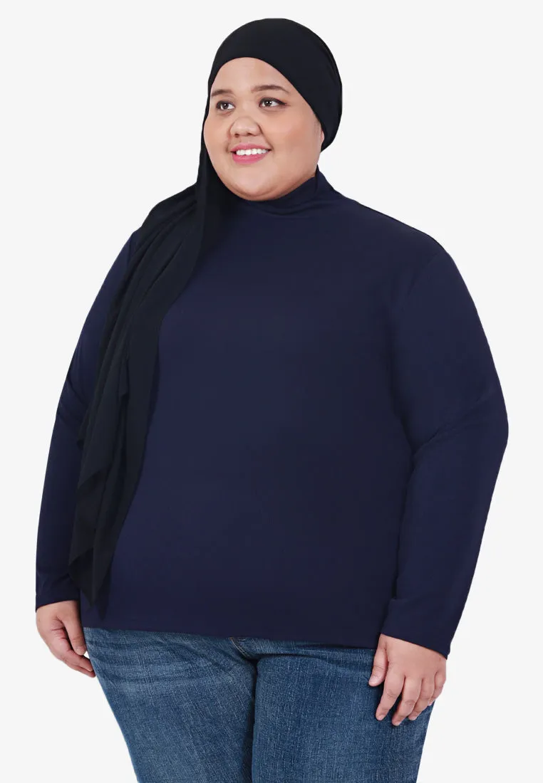 Roselinda Ribbed Long Sleeve Turtleneck Top - Blue