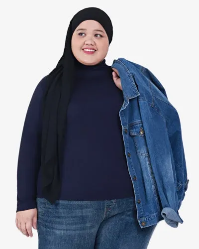 Roselinda Ribbed Long Sleeve Turtleneck Top - Blue