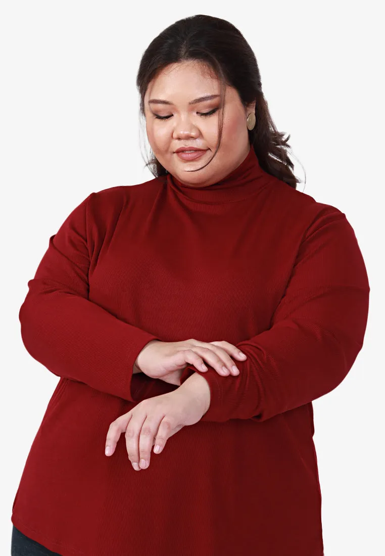 Roselinda Ribbed Long Sleeve Turtleneck Top - Blue