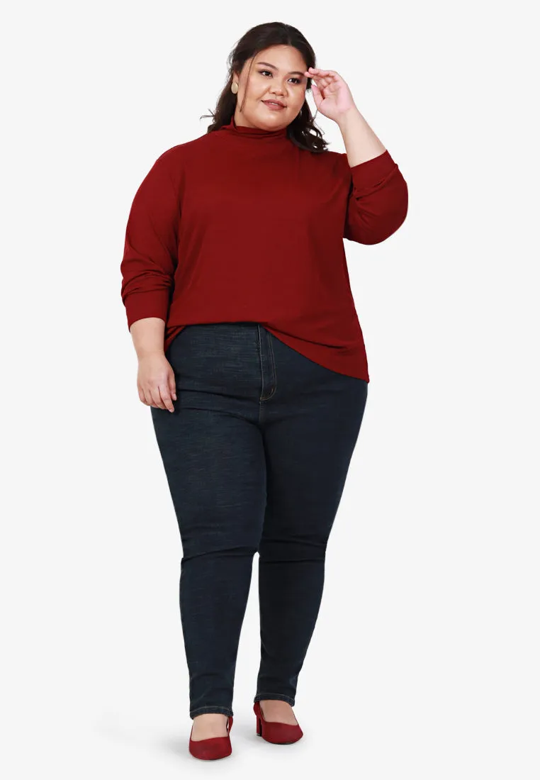 Roselinda Ribbed Long Sleeve Turtleneck Top - Blue