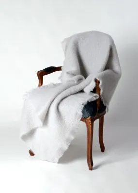 Silver Grey Mohair Throw Blanket