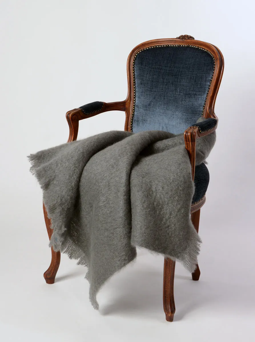 Slate Grey Mohair Throw Blanket