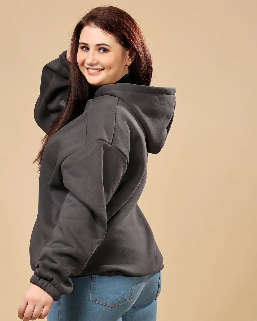 Solid Winter Hooded Sweatshirt-Dark Grey