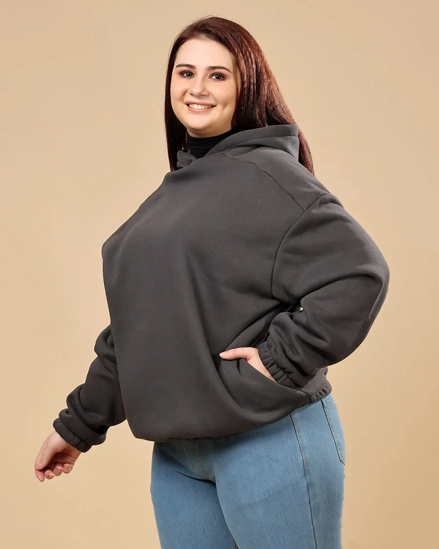 Solid Winter Hooded Sweatshirt-Dark Grey
