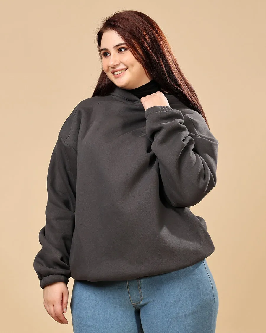 Solid Winter Hooded Sweatshirt-Dark Grey