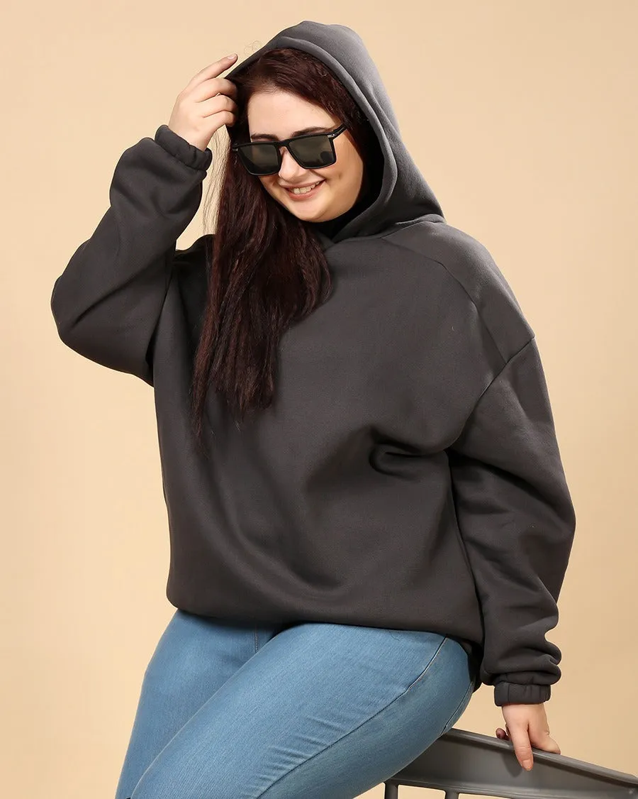 Solid Winter Hooded Sweatshirt-Dark Grey