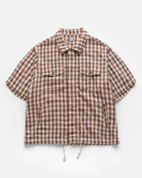 SS CAM SHIRT - ECRU / BRONZE HANDWOVEN COTTON GINGHAM