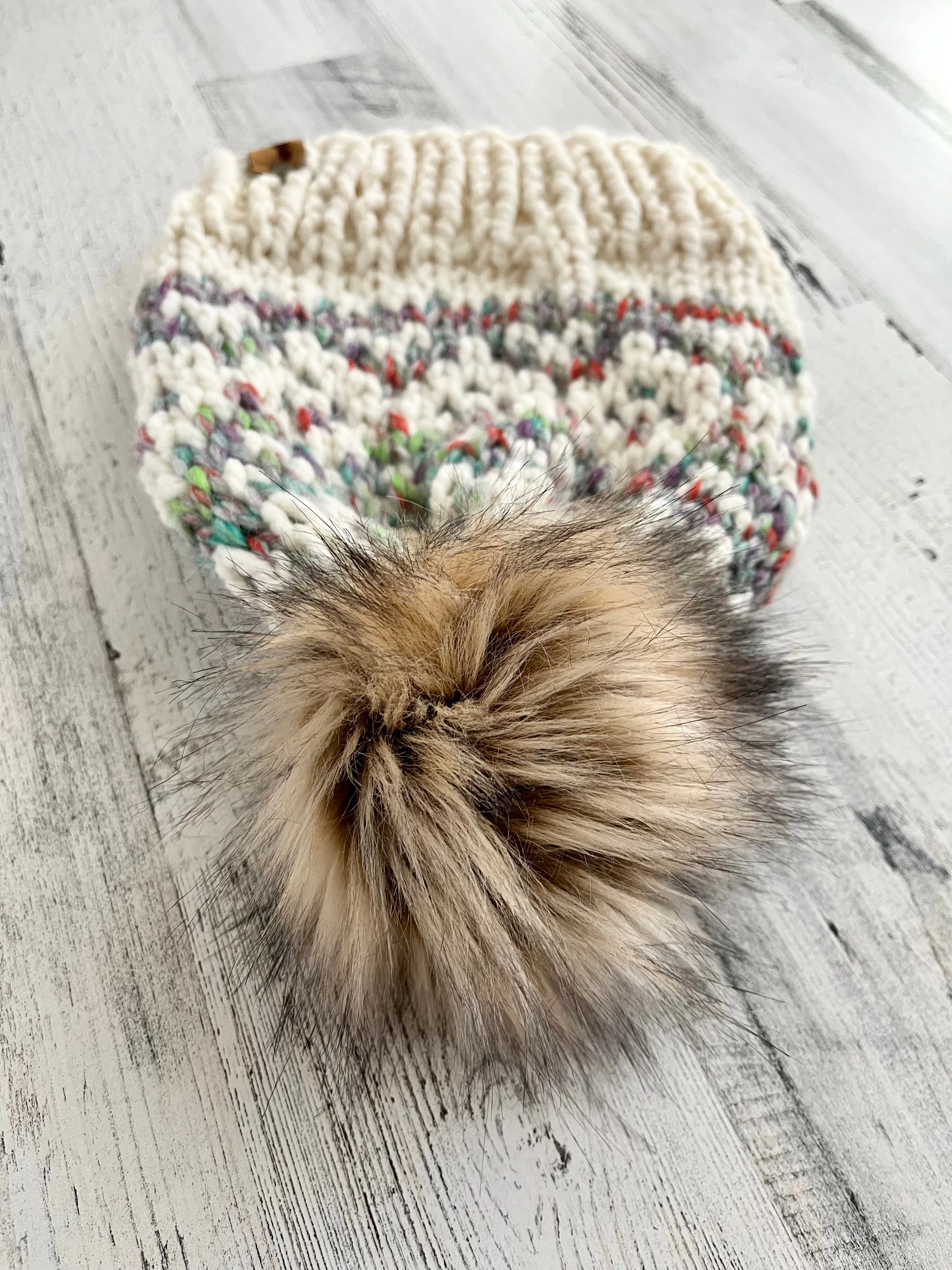Stained Glass Diamonds with Faux Fur Pom