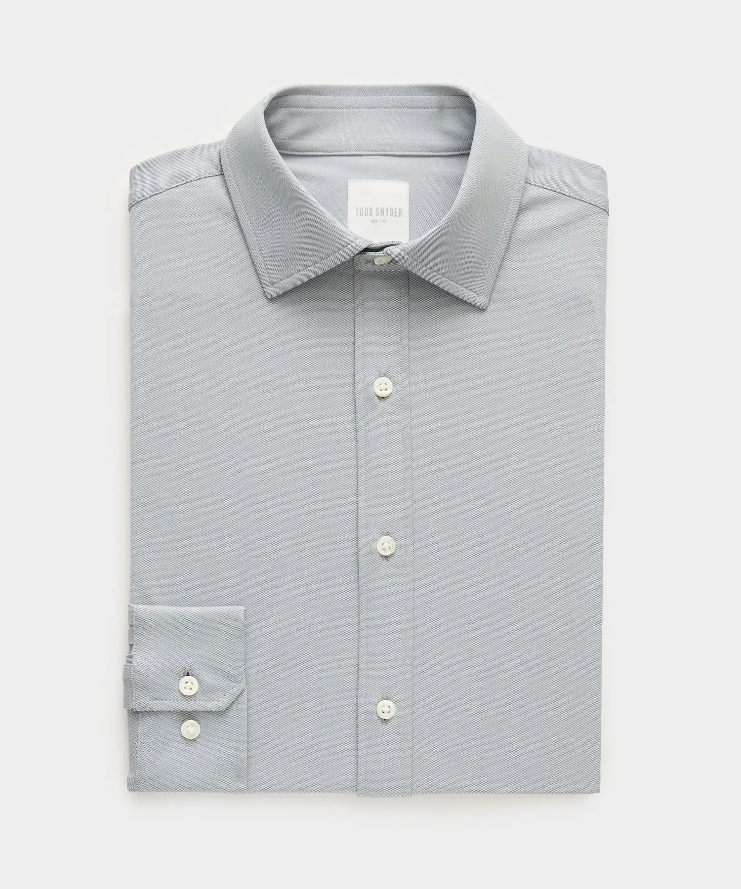 Stretch Knit Spread Collar Dress Shirt in Grey