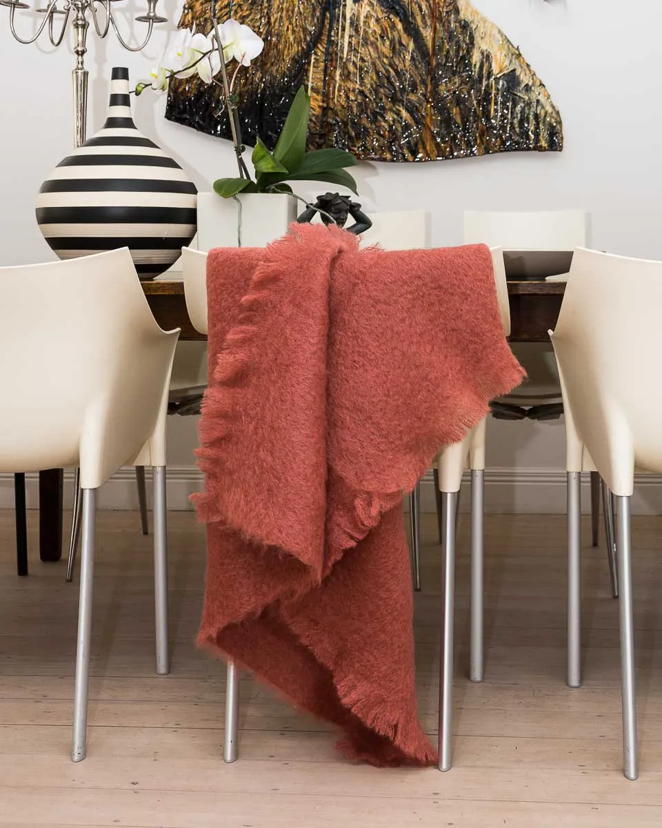 Tea Rose Pink Mohair Chair Throw
