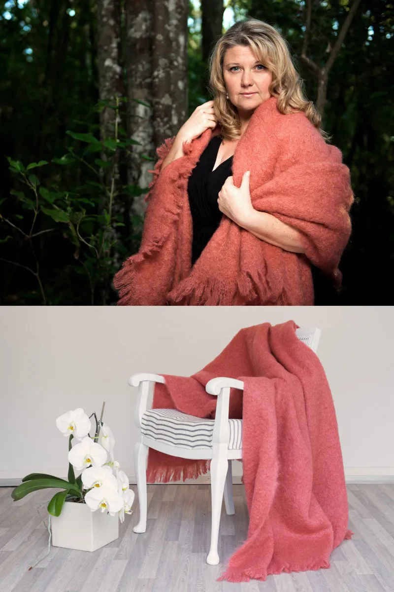 Tea Rose Pink Mohair Chair Throw